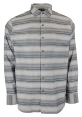 Tommy Bahama Men's Lazlo Ombre Stripe Silk Blend Long Sleeve Camp Shirt Fog Gray
